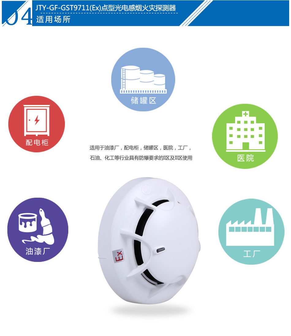 JTY-GF-GST9711(Ex)點型光電感煙火災探測器產(chǎn)品應用場所